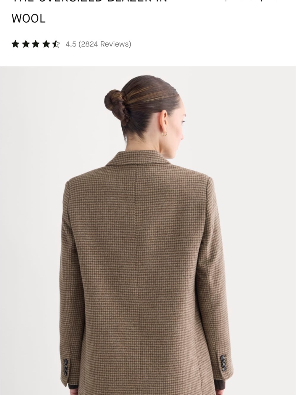 Everlane Oversized Wool Blazer in Brown Houndstooth - Picture 6 of 9